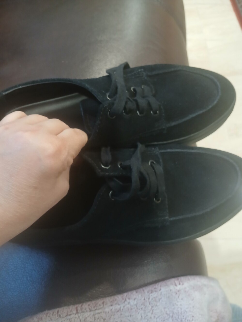 Zara Black Suede Boat Shoes with Laces